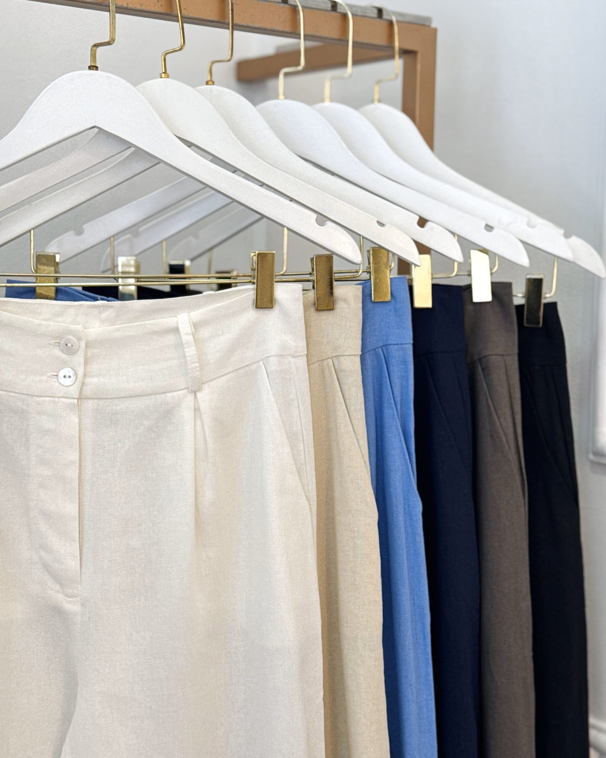 calça reta linho misto